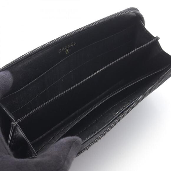 CHANEL Authentic Black Leather Logo Wallet - Picture 3 of 11